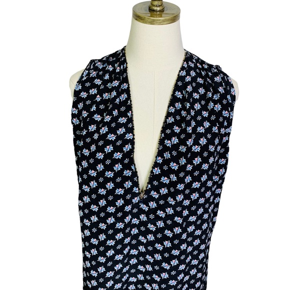 Sandro Floral Zip Front Sleeveless Blouse SMALL 3121 - Picture 5 of 10